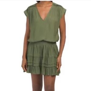 Ramy Brook Vanesa Mini Dress Short Sleeve Olive Green Size: M